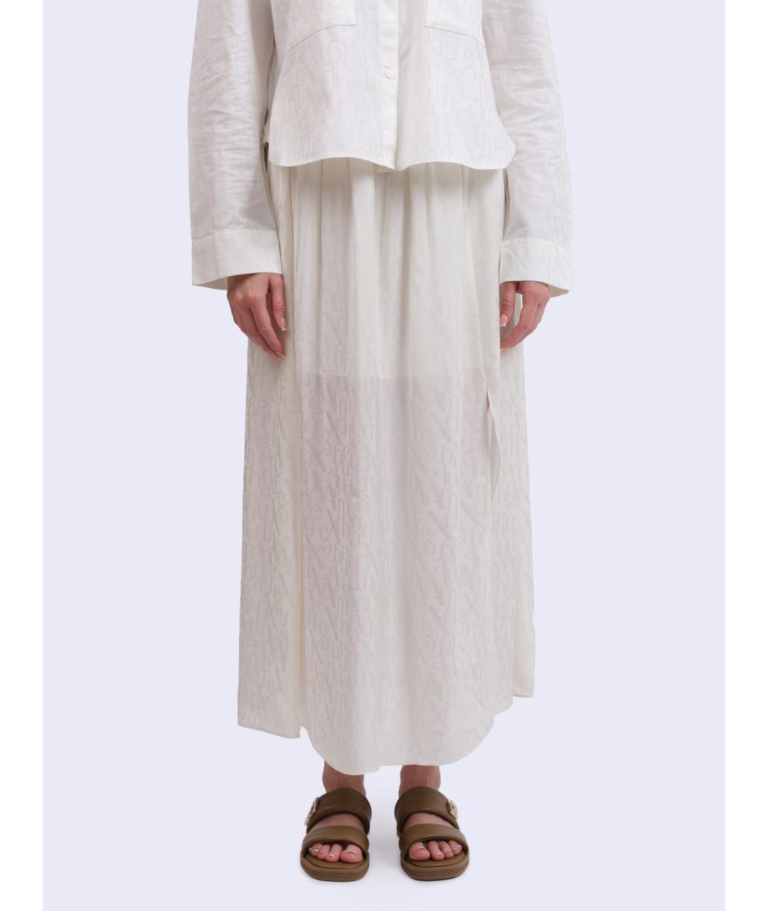ARMANI EXCHANGE Белая вискозная юбка макси, фото 6