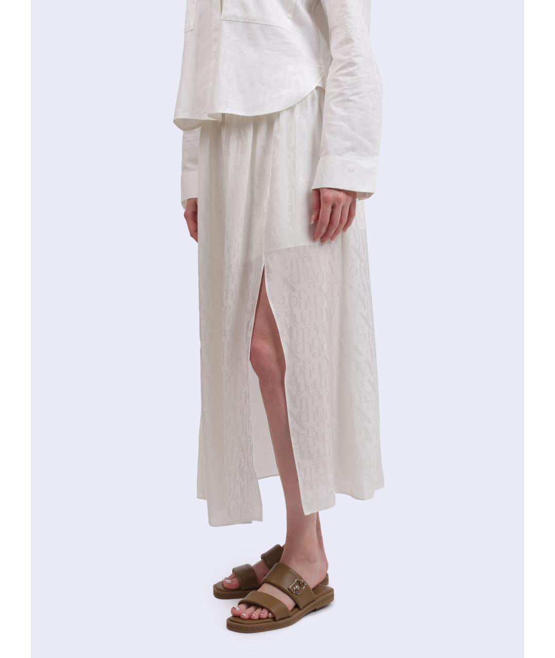 ARMANI EXCHANGE Белая вискозная юбка макси, фото 3