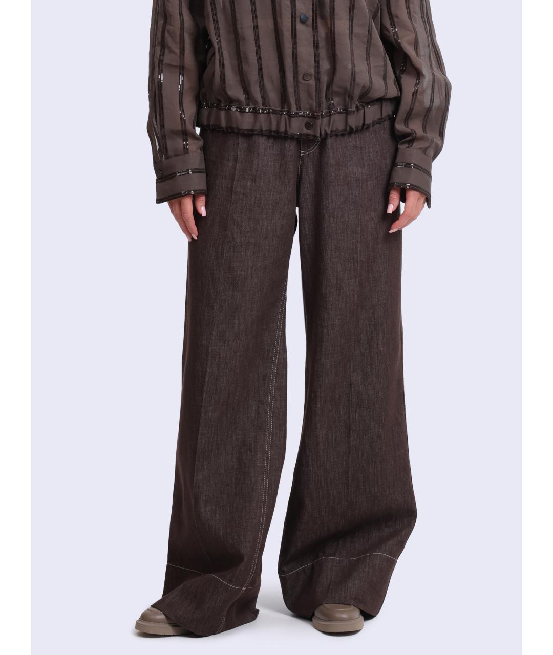 BRUNELLO CUCINELLI Красные хлопковые прямые джинсы, фото 2