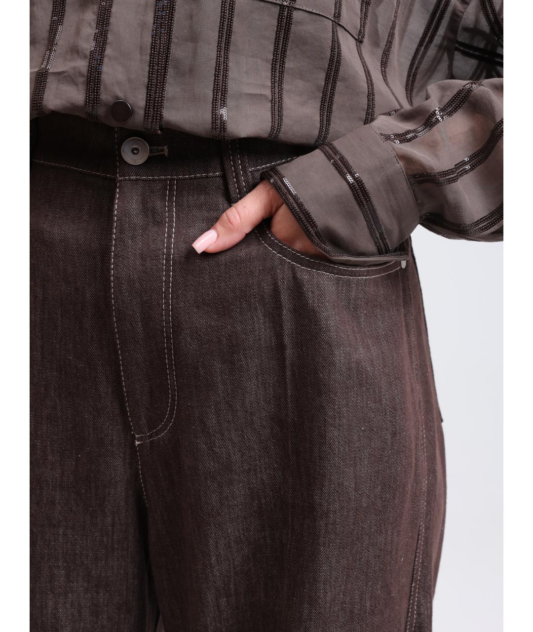 BRUNELLO CUCINELLI Красные хлопковые прямые джинсы, фото 6