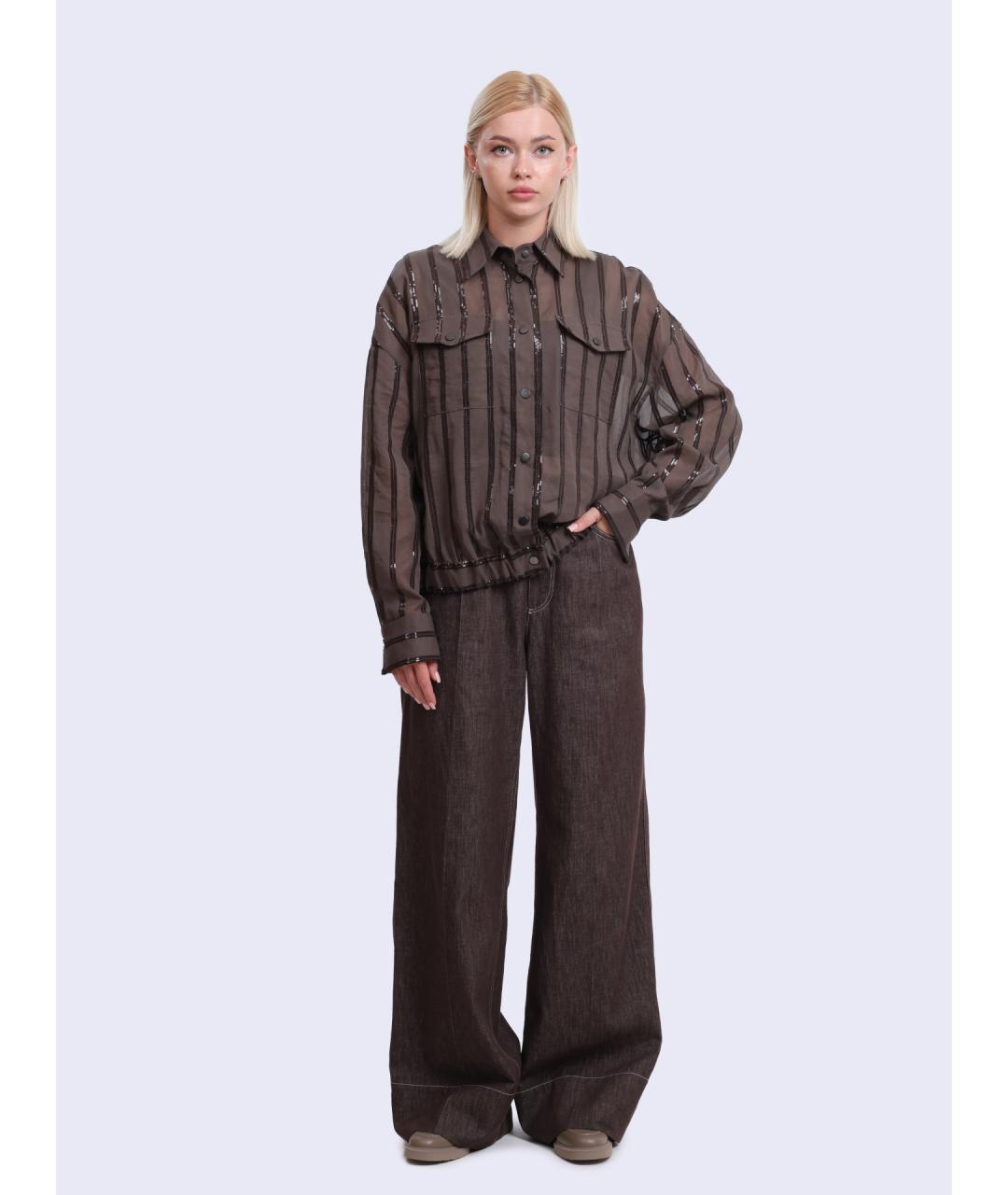 BRUNELLO CUCINELLI Красные хлопковые прямые джинсы, фото 3