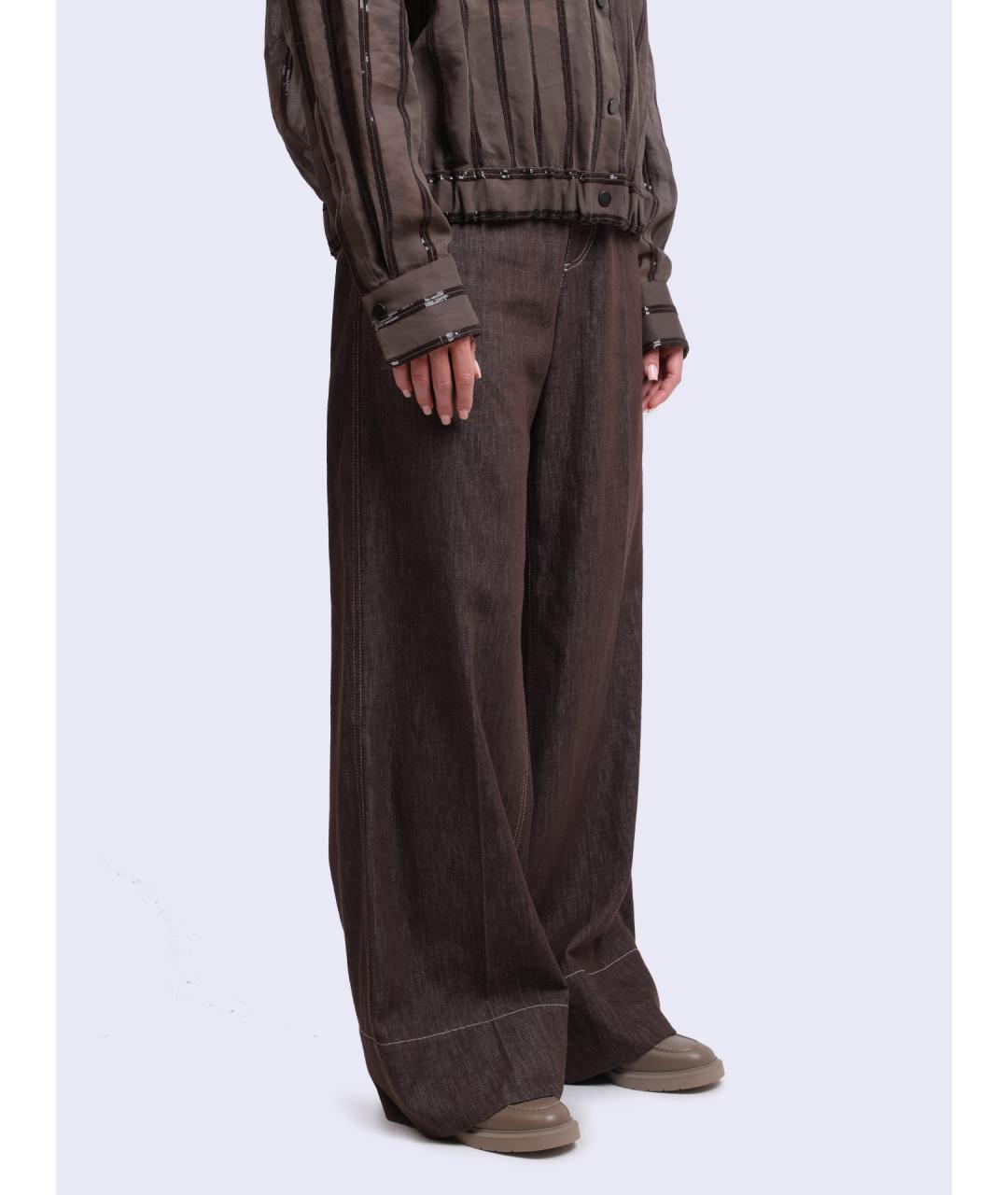 BRUNELLO CUCINELLI Красные хлопковые прямые джинсы, фото 4