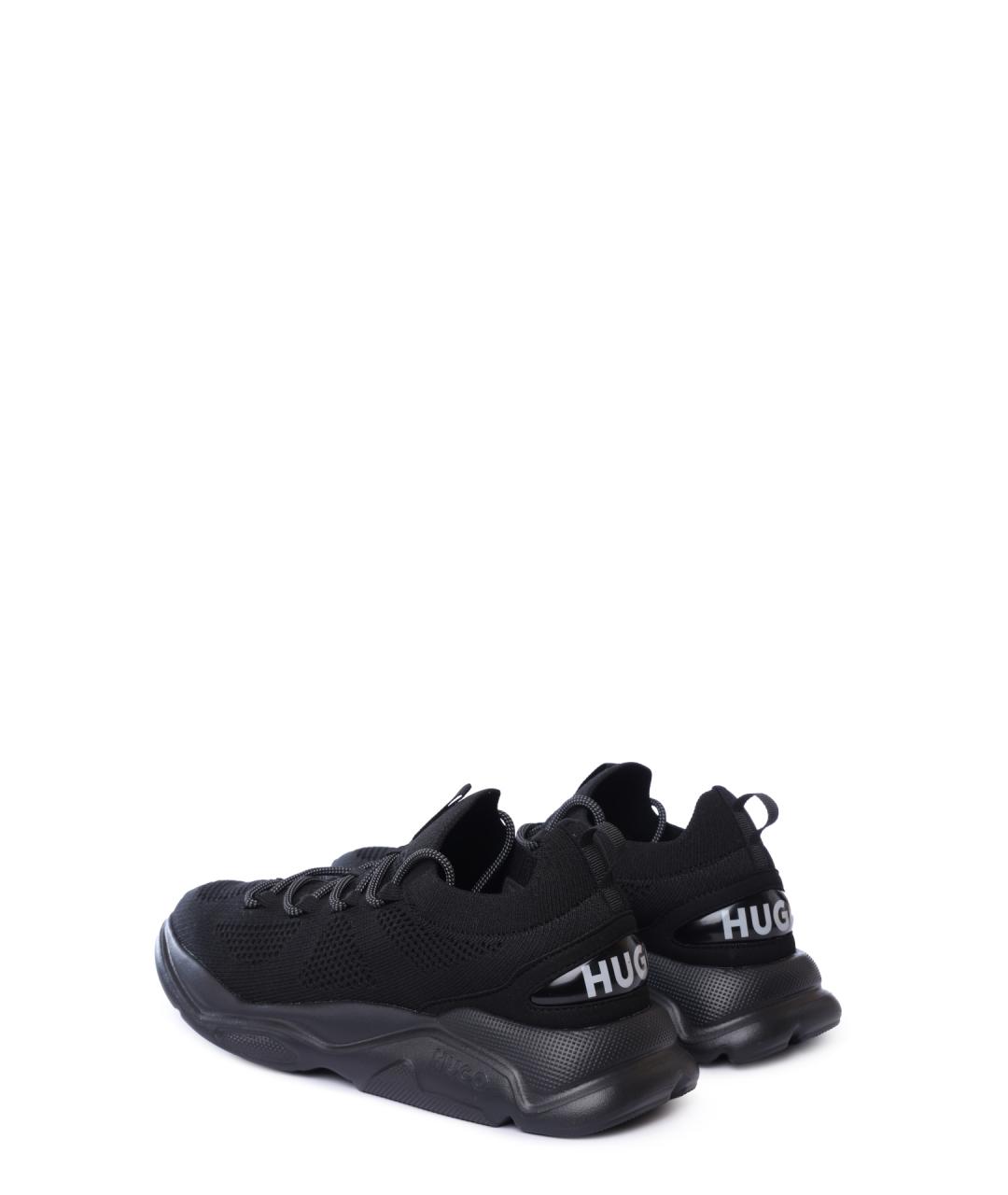 HUGO Черные текстильные низкие кроссовки / кеды, фото 3