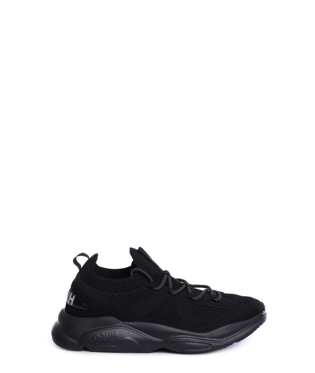 HUGO Черные текстильные низкие кроссовки / кеды, фото 1