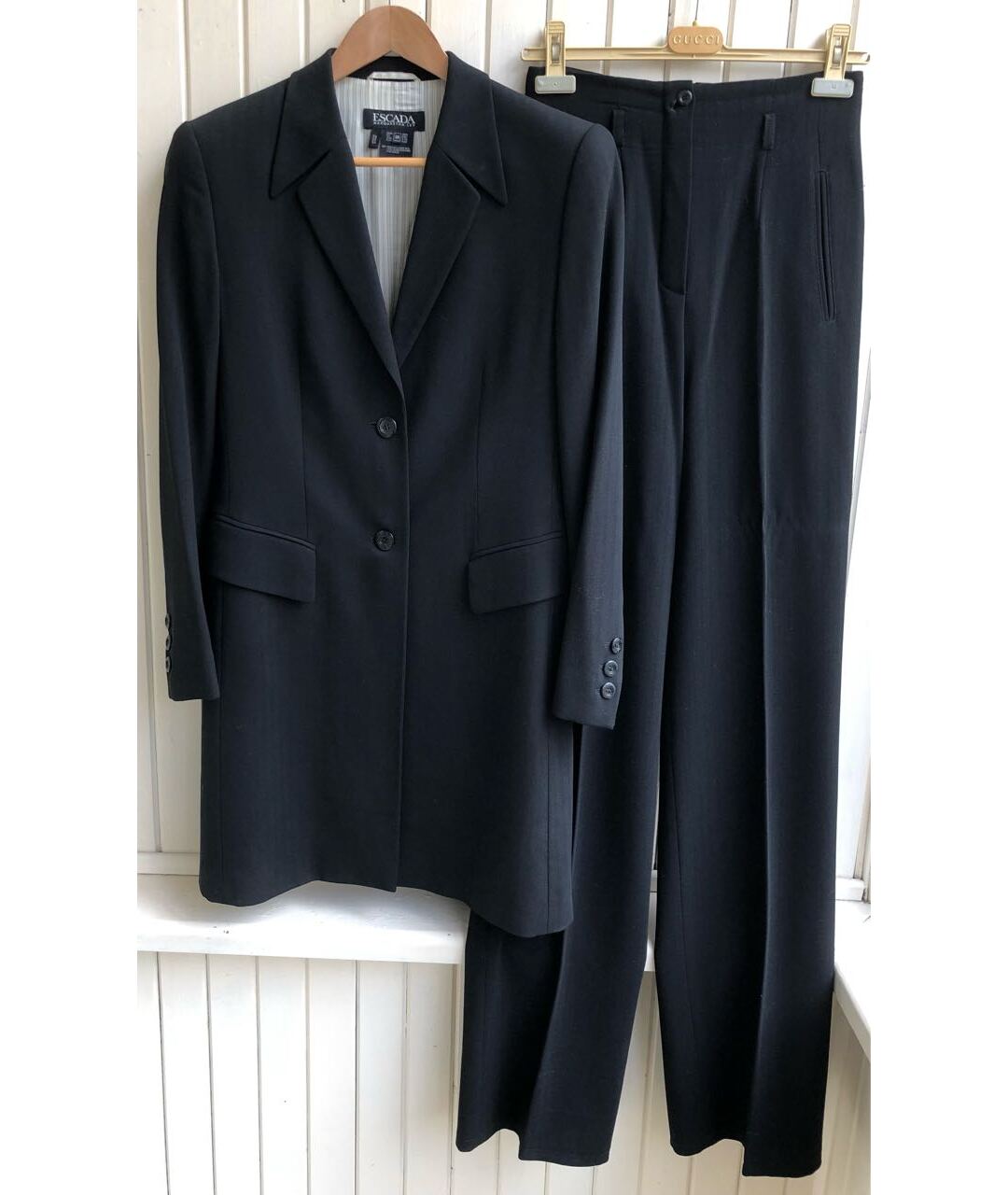 ESCADA Черный шерстяной костюм с брюками, фото 3
