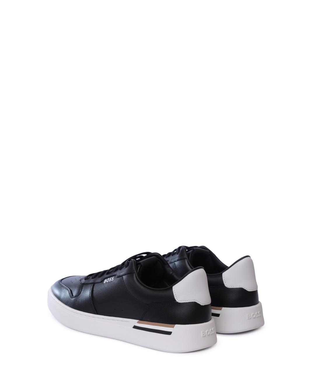 HUGO BOSS Черные кожаные низкие кроссовки / кеды, фото 5