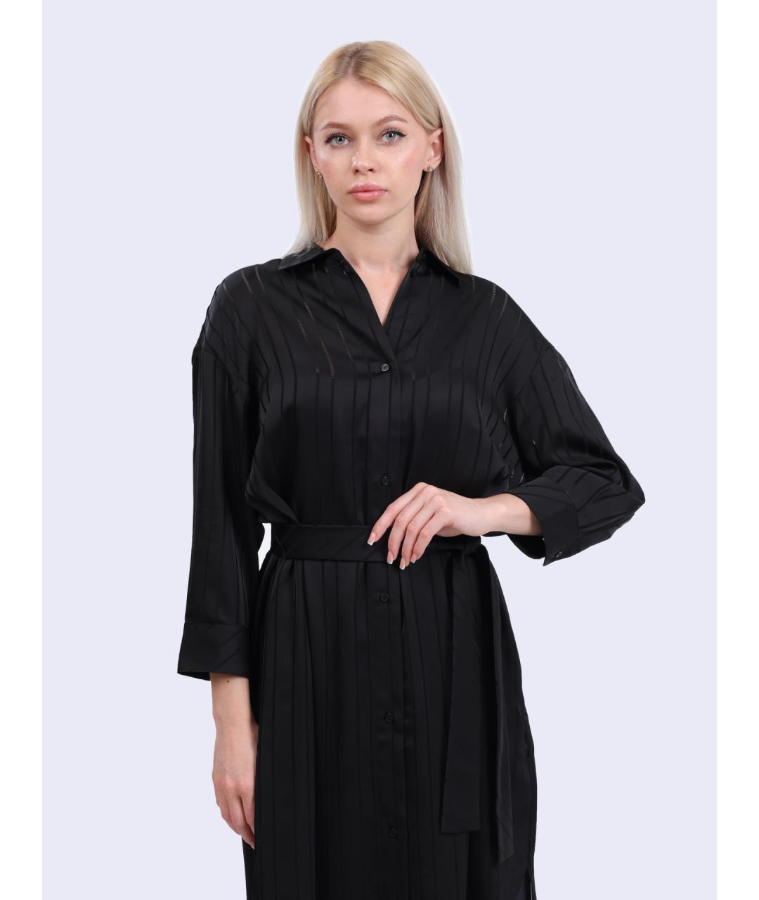 ARMANI EXCHANGE Черное атласное повседневное платье, фото 2