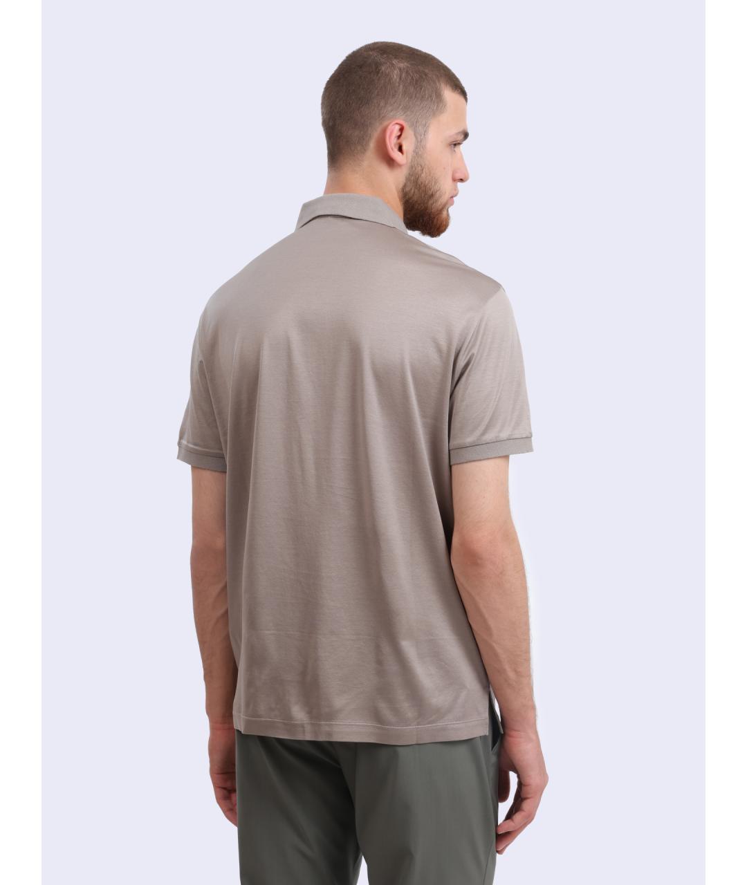 EMPORIO ARMANI Бежевое хлопковое поло с коротким рукавом, фото 4