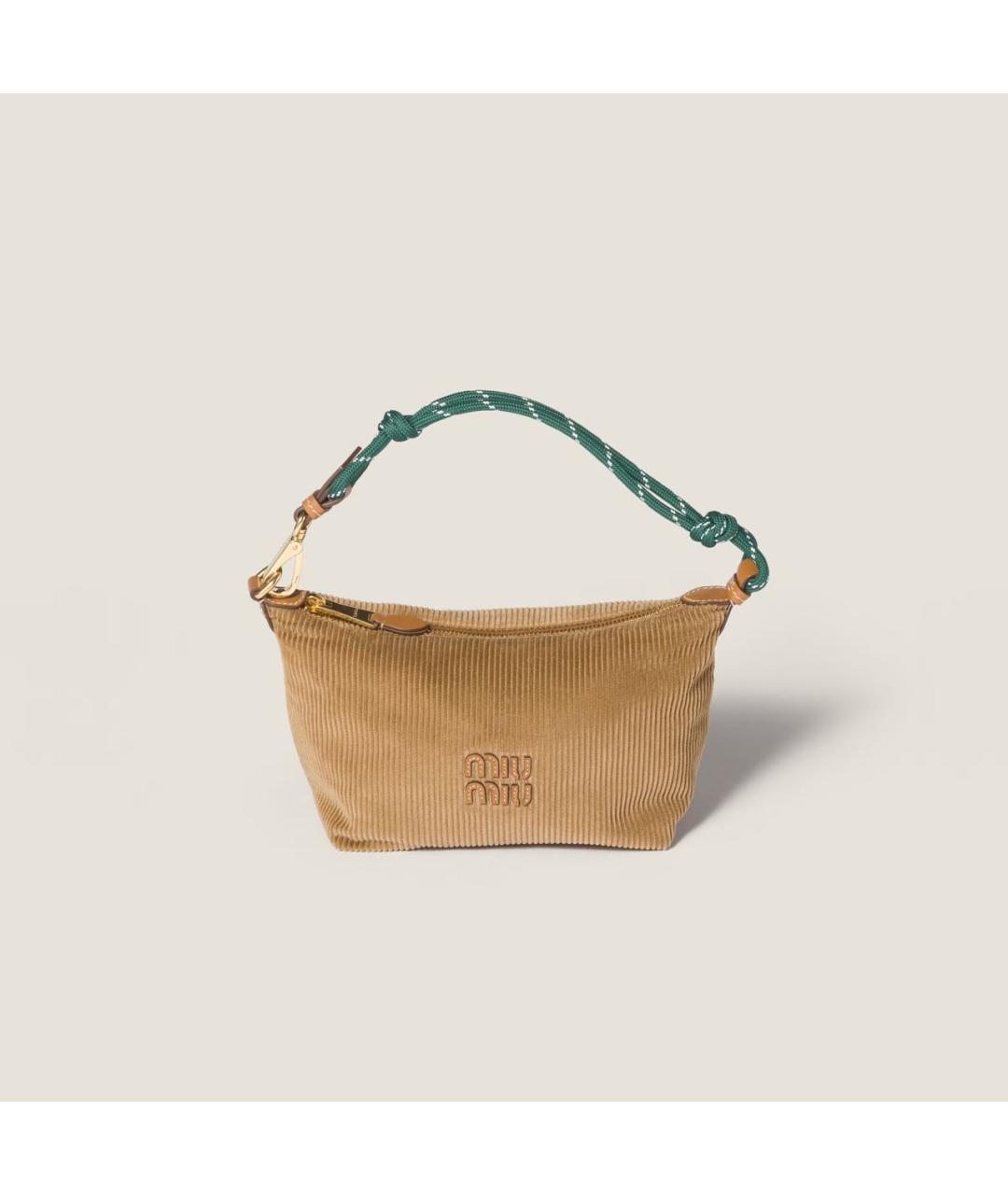 MIU MIU Коричневая тканевая сумка с короткими ручками, фото 5