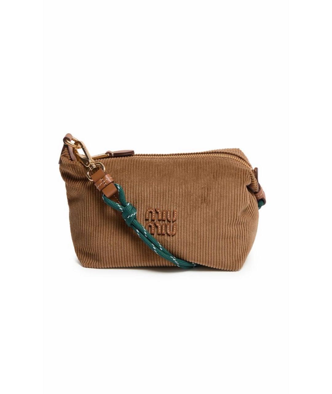 MIU MIU Коричневая тканевая сумка с короткими ручками, фото 7