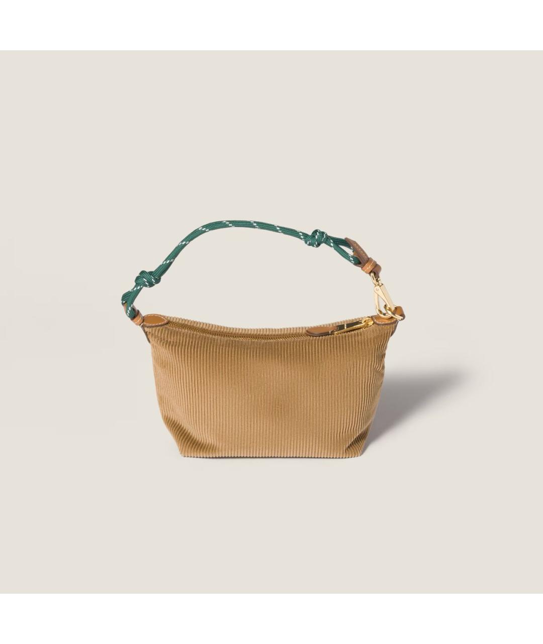 MIU MIU Коричневая тканевая сумка с короткими ручками, фото 6