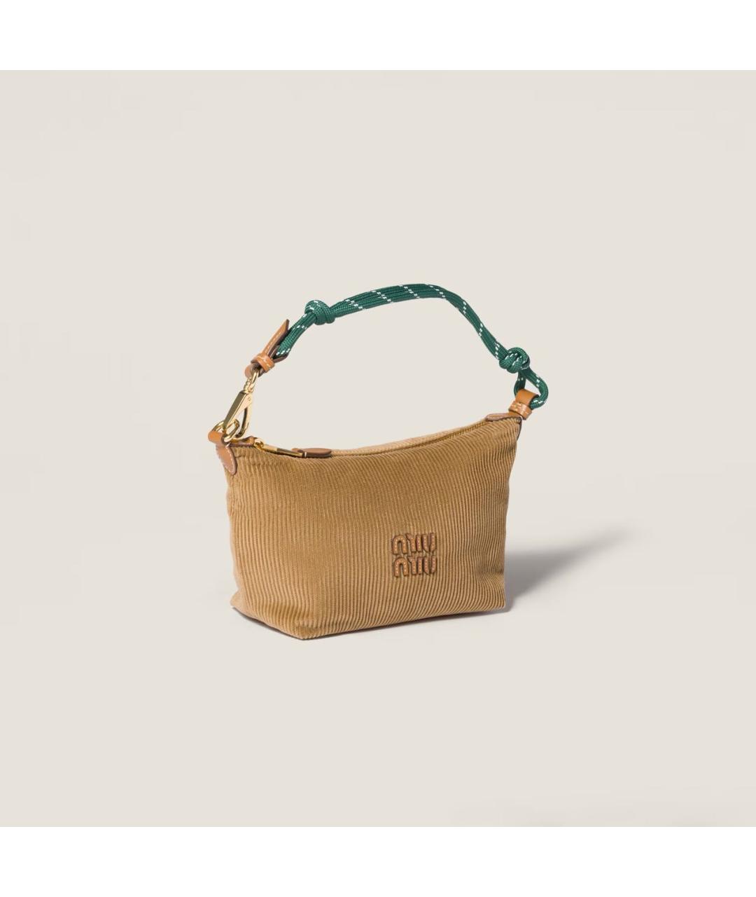 MIU MIU Коричневая тканевая сумка с короткими ручками, фото 3