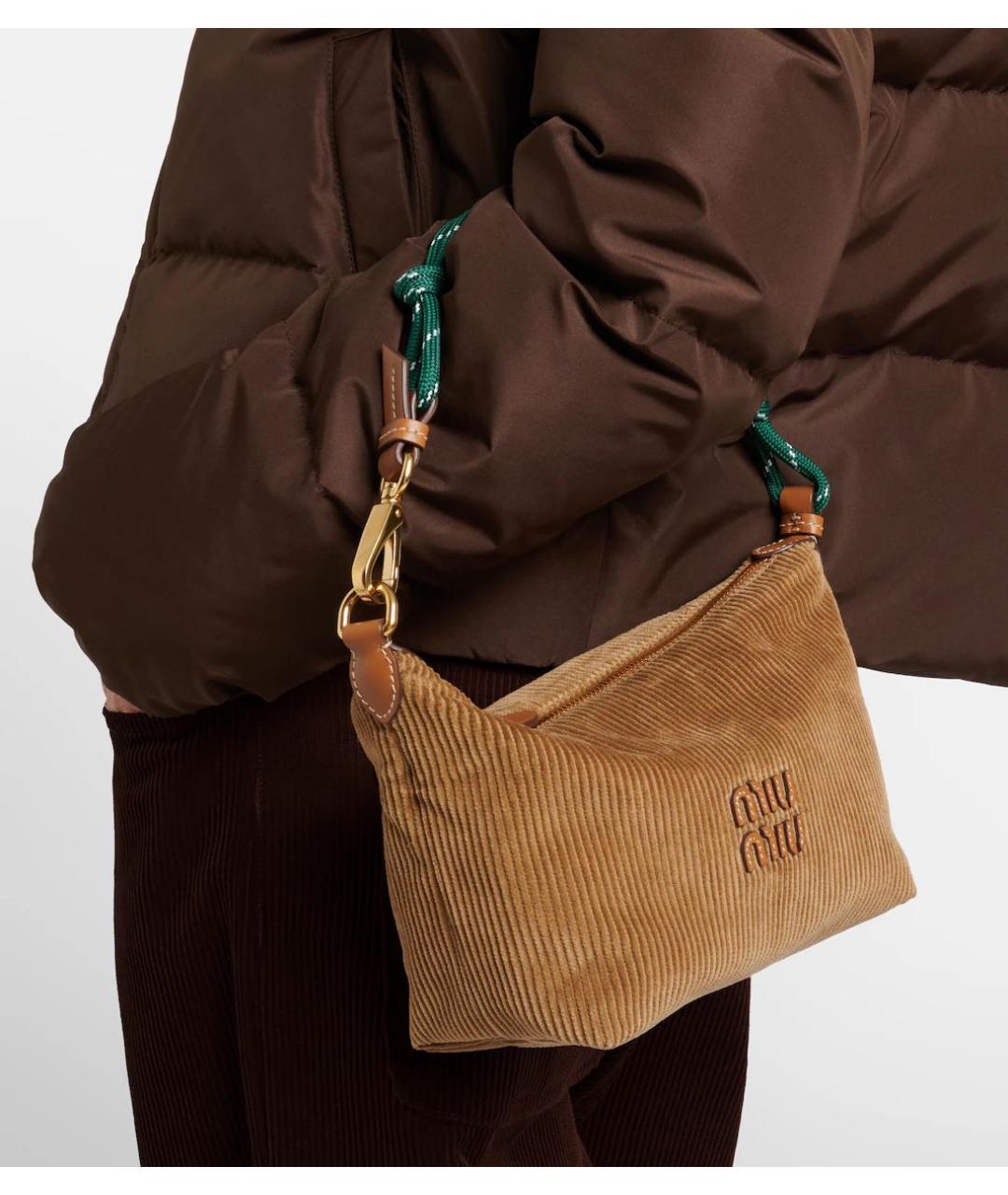 MIU MIU Коричневая тканевая сумка с короткими ручками, фото 2