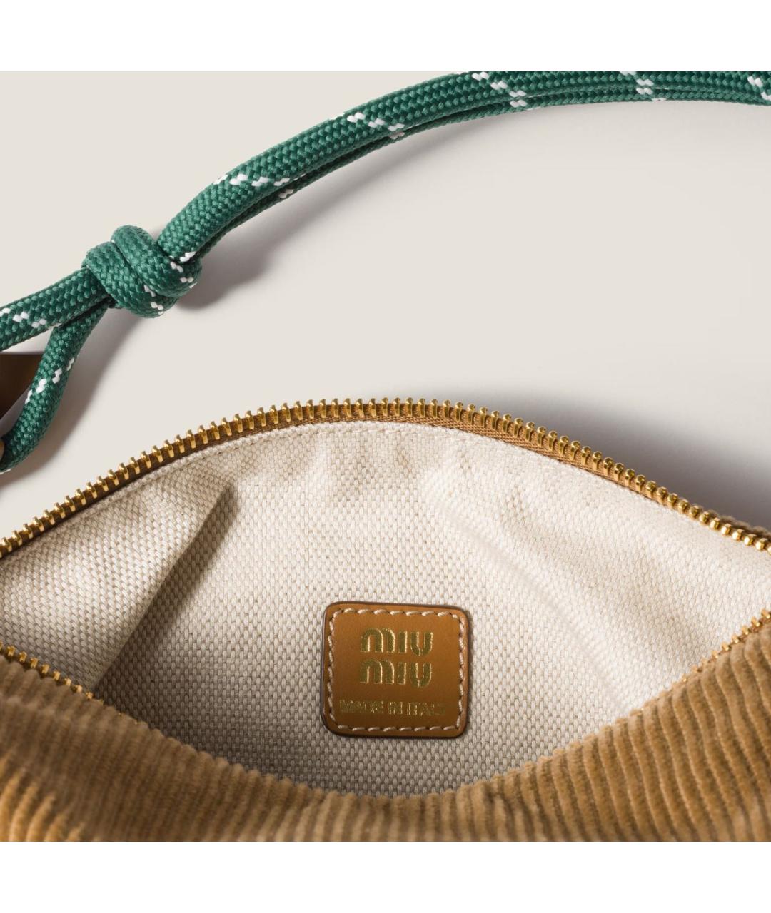 MIU MIU Коричневая тканевая сумка с короткими ручками, фото 4