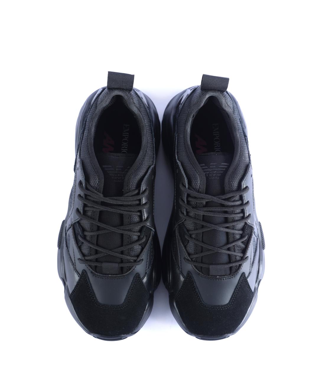 EMPORIO ARMANI Черные низкие кроссовки / кеды, фото 5