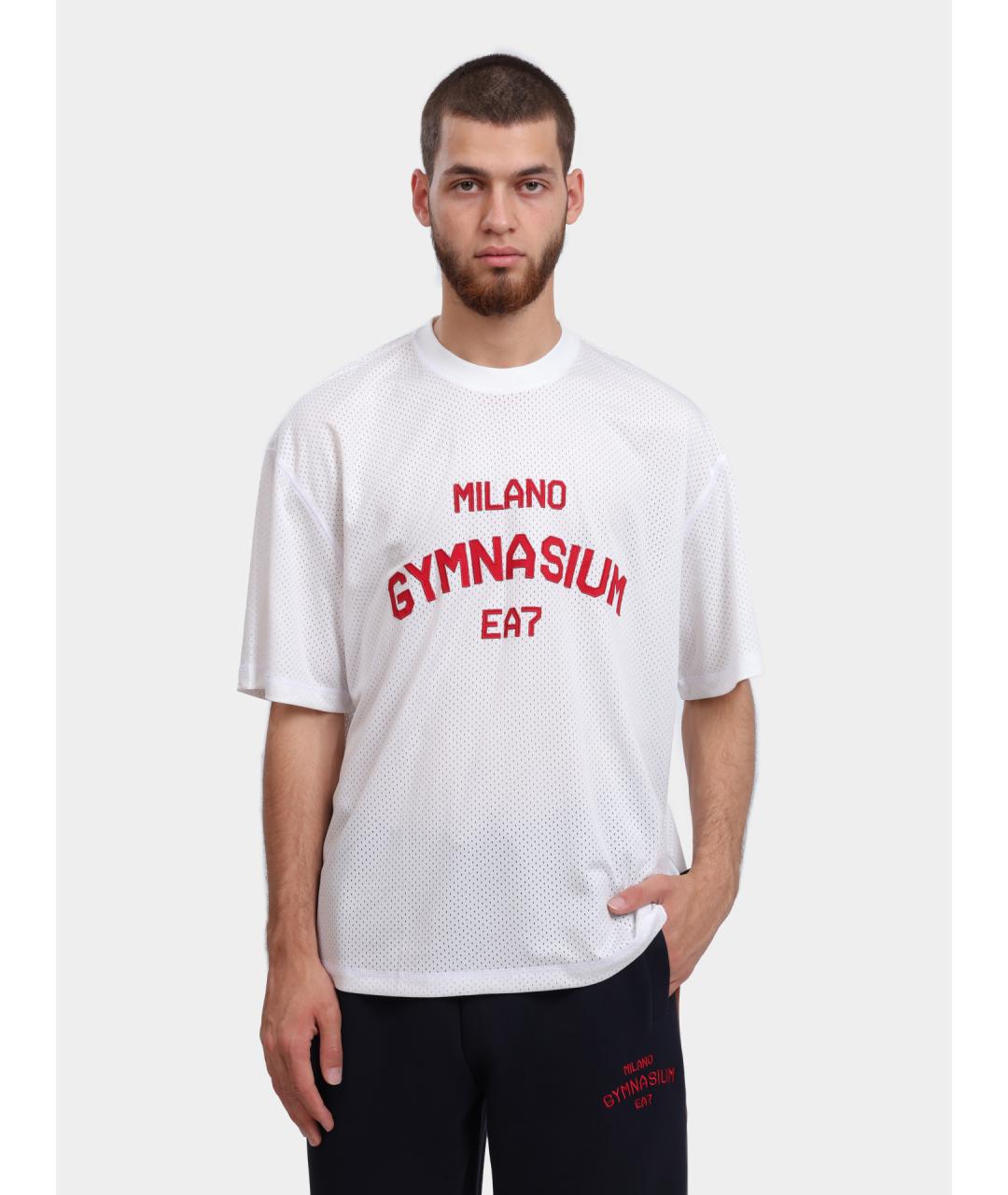 EA7 Белая хлопковая футболка, фото 6