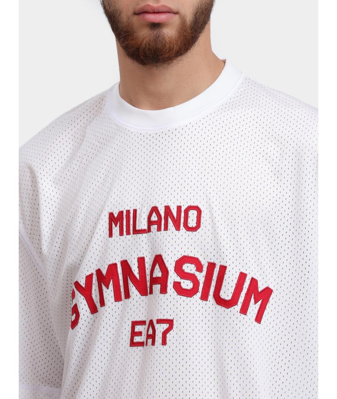 EA7 Белая хлопковая футболка, фото 4