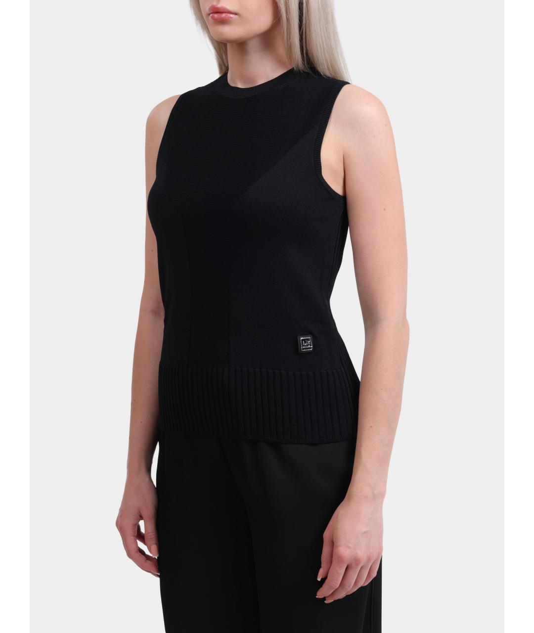 ARMANI EXCHANGE Черная вискозная майка, фото 3