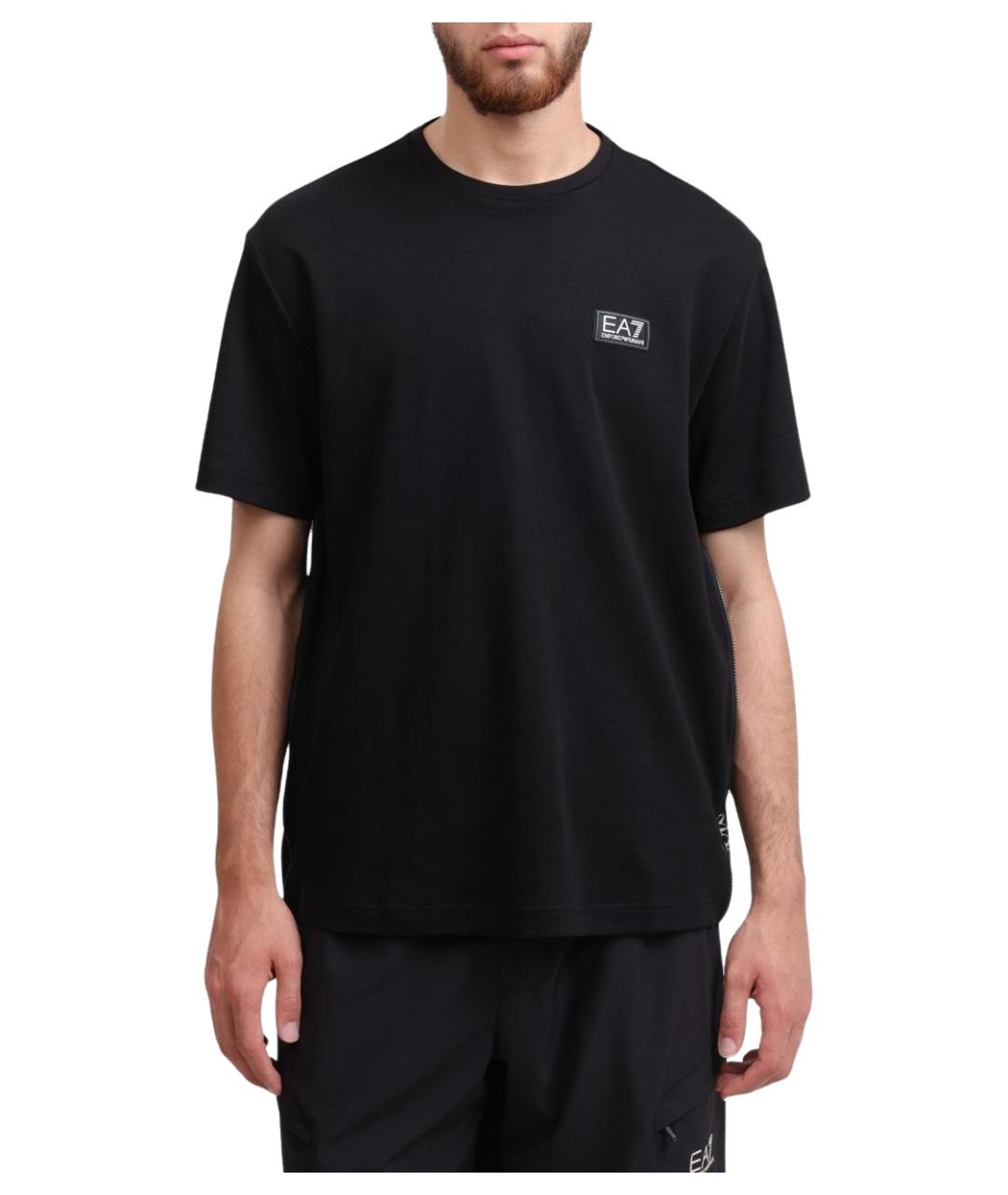EA7 Черная хлопковая футболка, фото 1