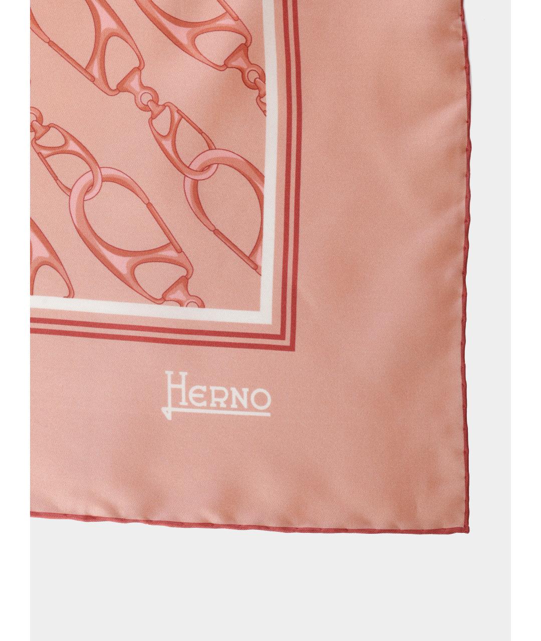HERNO Коралловый шелковый платок, фото 3