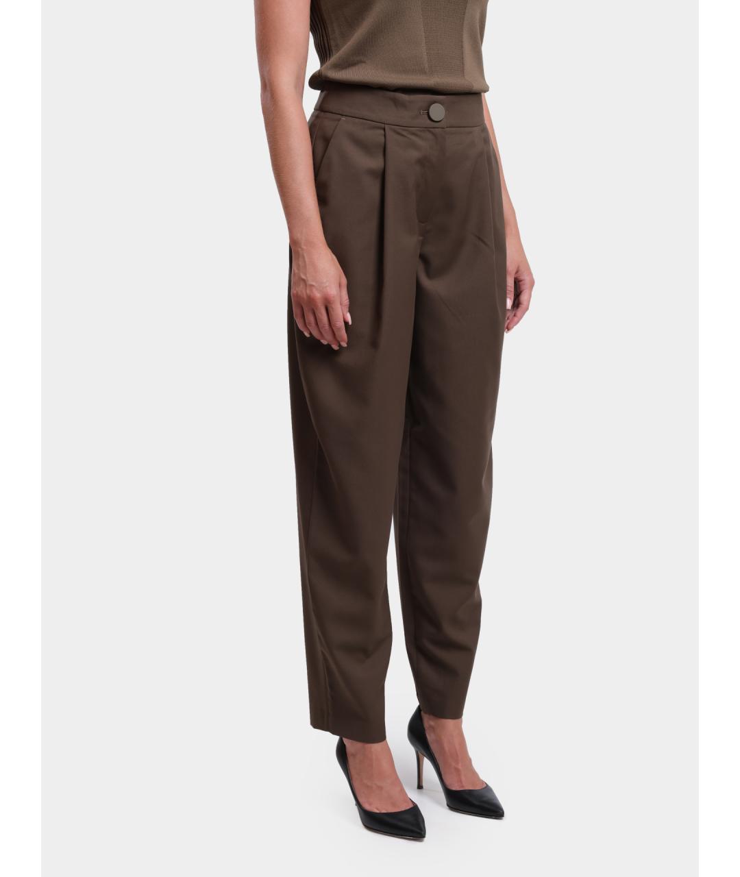 ARMANI EXCHANGE Коричневые полиэстеровые прямые брюки, фото 3