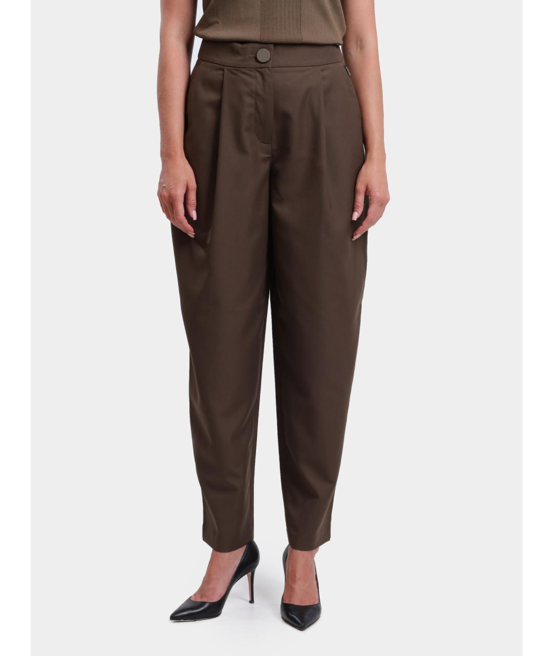 ARMANI EXCHANGE Коричневые полиэстеровые прямые брюки, фото 6