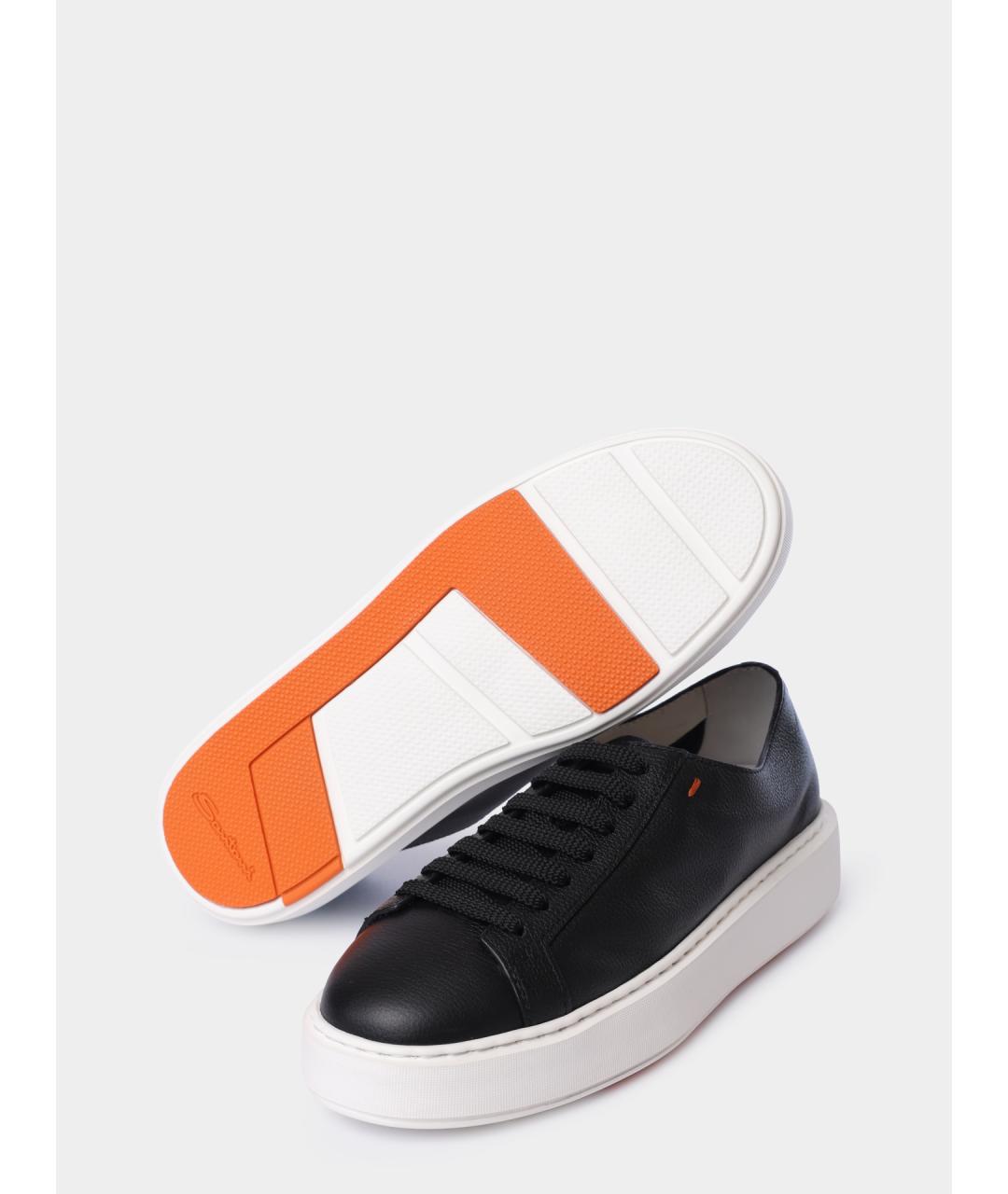 SANTONI Черные кожаные кеды, фото 5