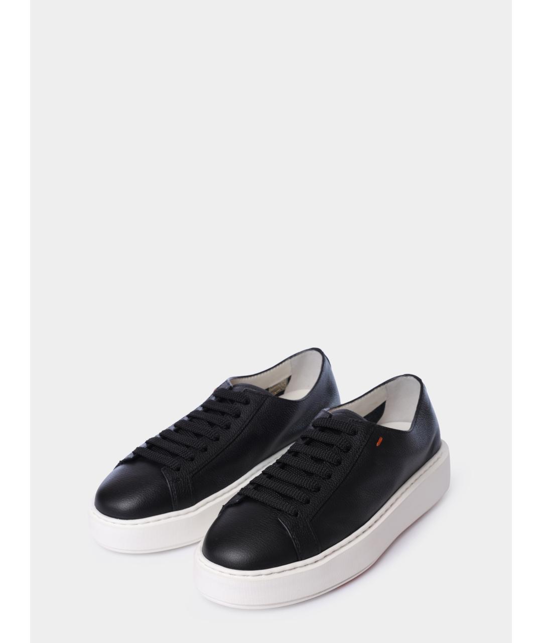 SANTONI Черные кожаные кеды, фото 2