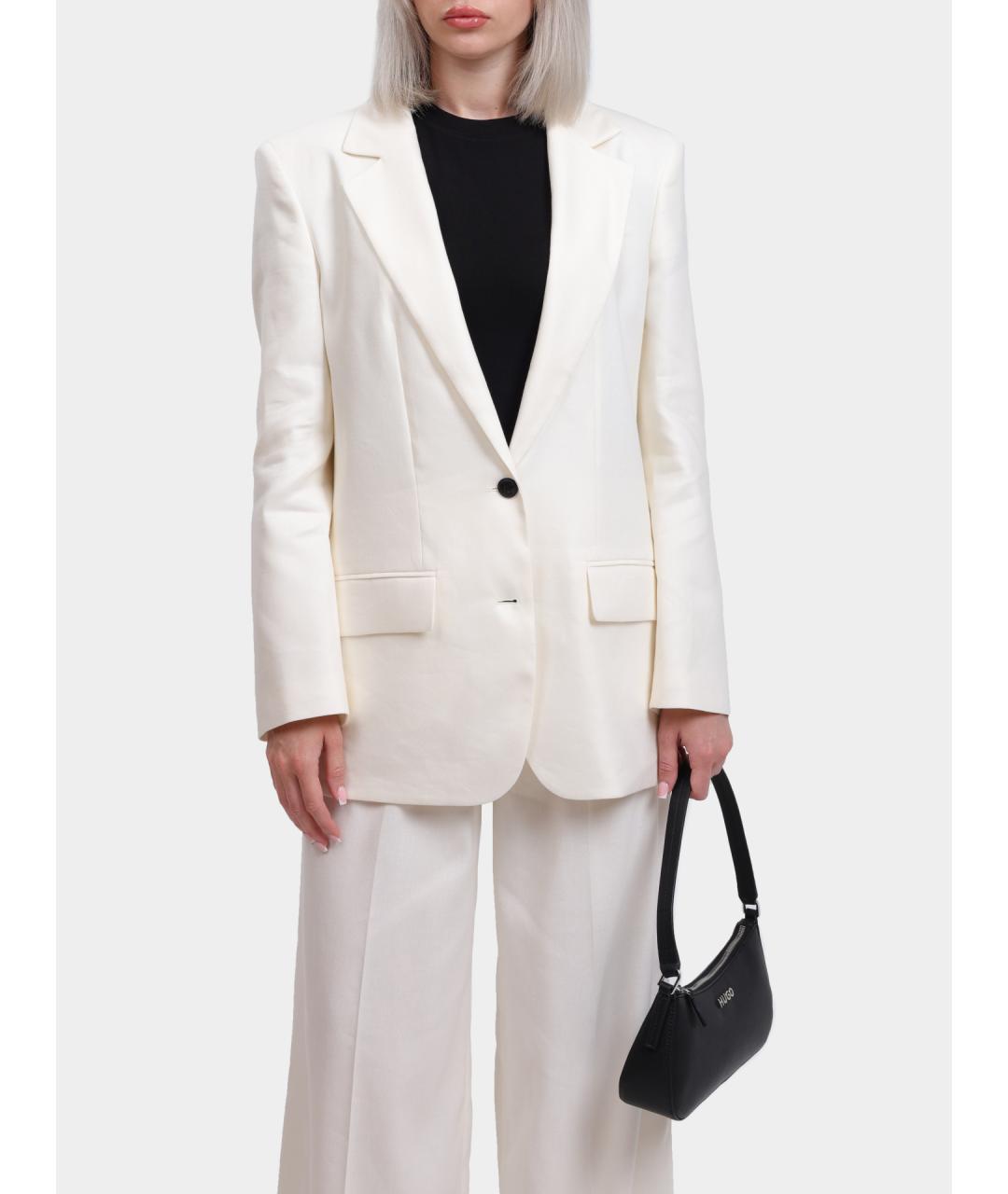 HUGO Белый льняной жакет/пиджак, фото 5