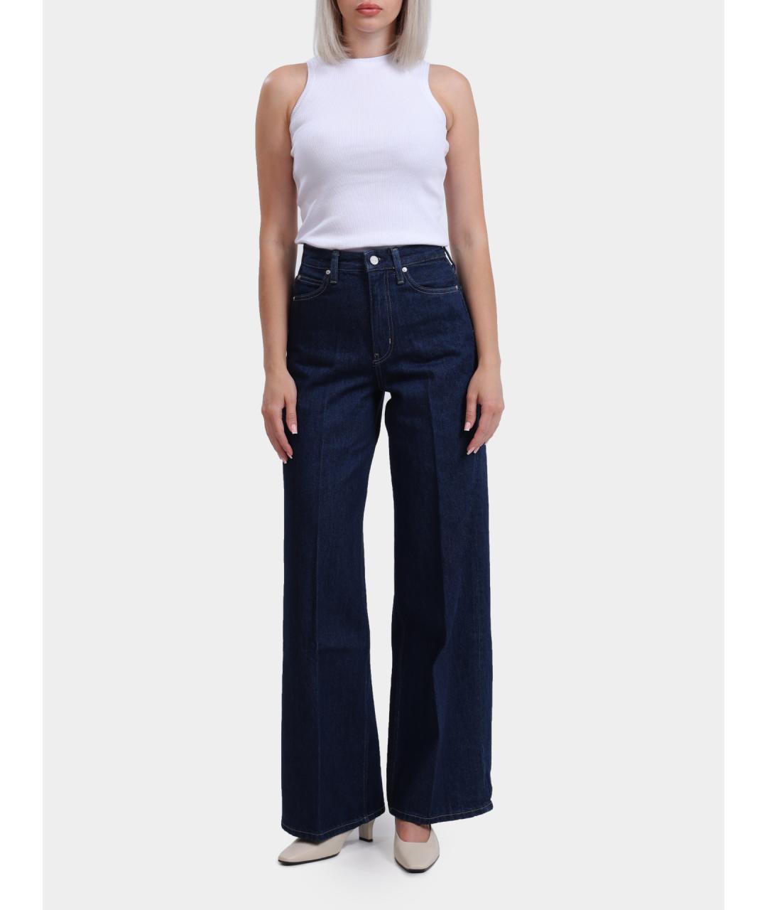 CALVIN KLEIN Темно-синие хлопковые прямые джинсы, фото 8