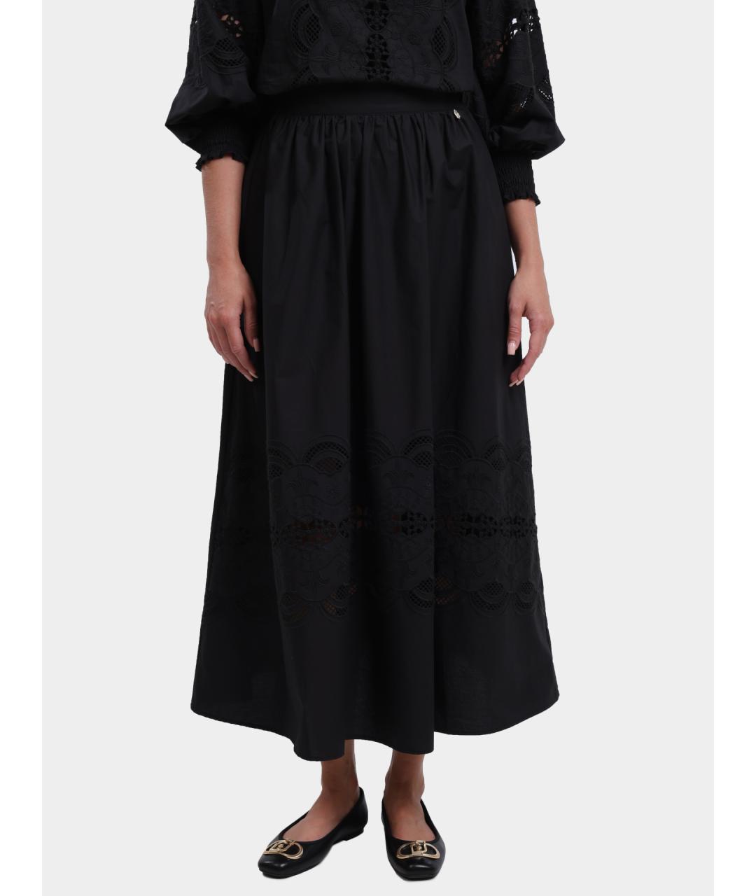 LIU JO Черная хлопковая юбка макси, фото 6