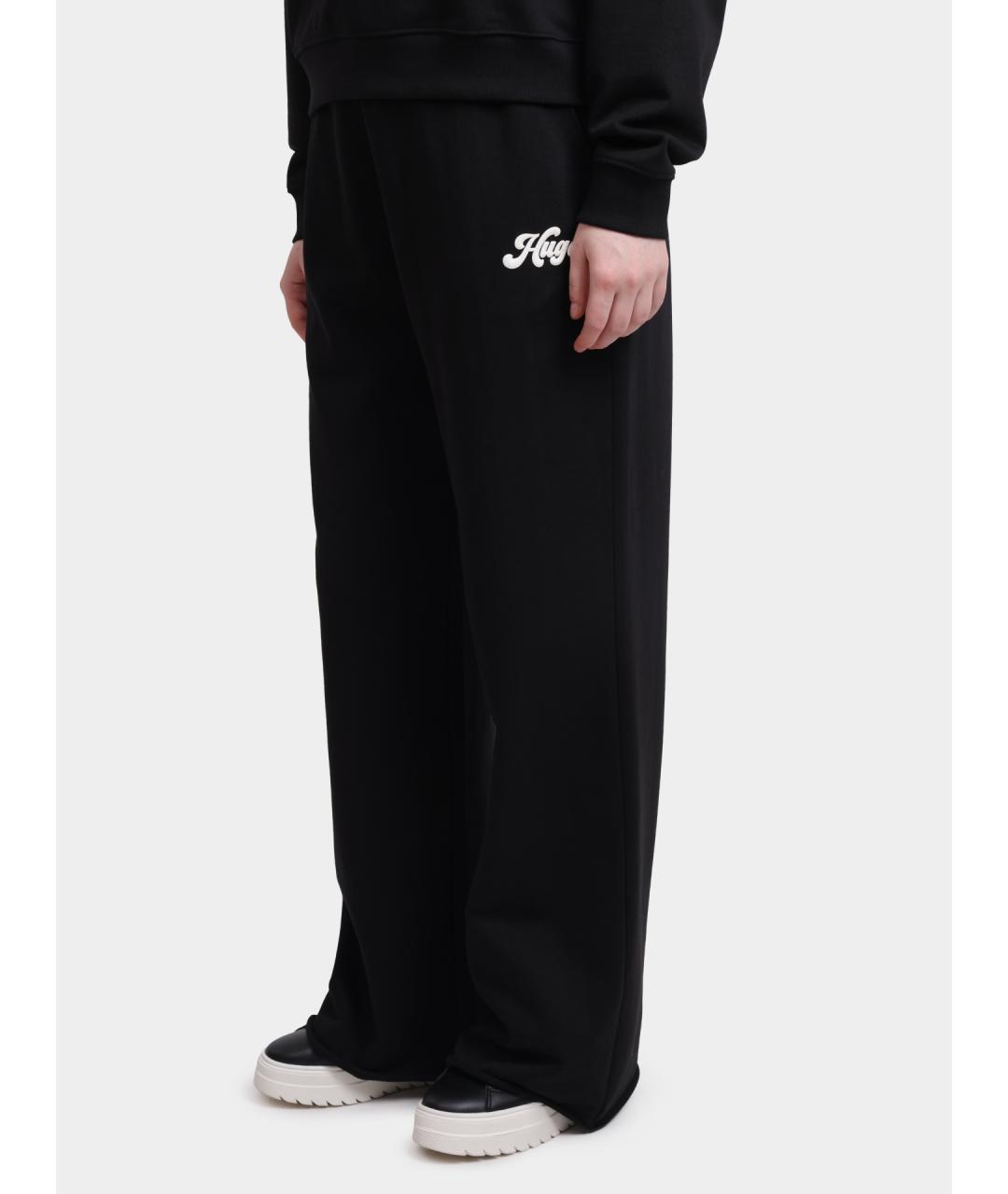 HUGO Черные хлопковые прямые брюки, фото 3