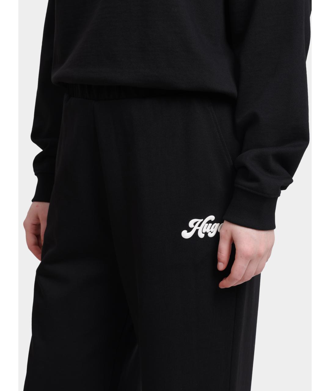 HUGO Черные хлопковые прямые брюки, фото 4