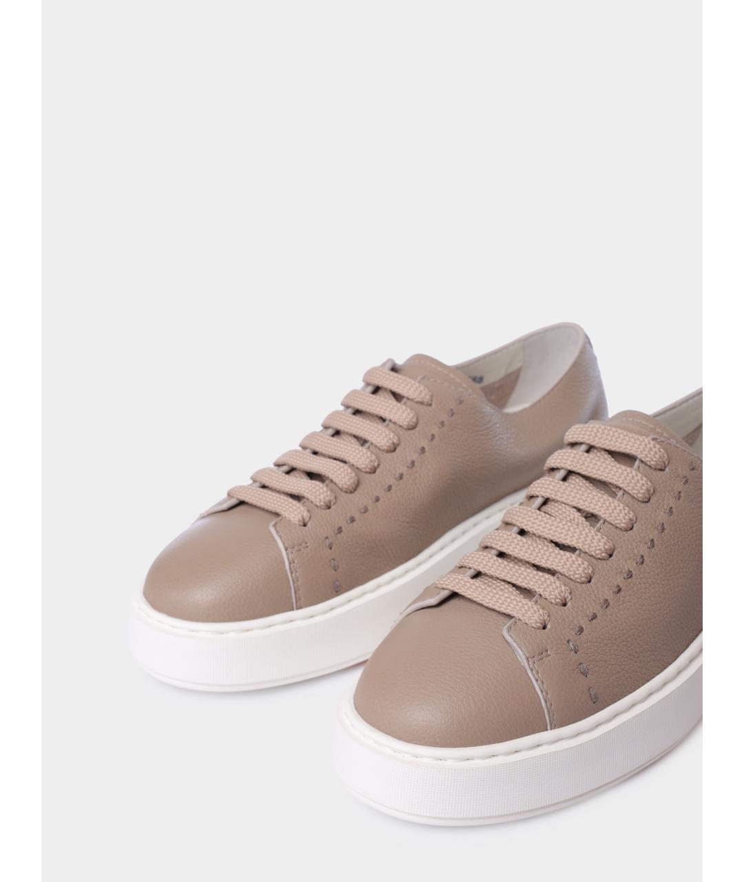 SANTONI Бежевые кожаные кеды, фото 3