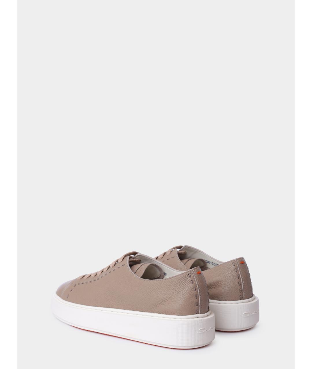 SANTONI Бежевые кожаные кеды, фото 6