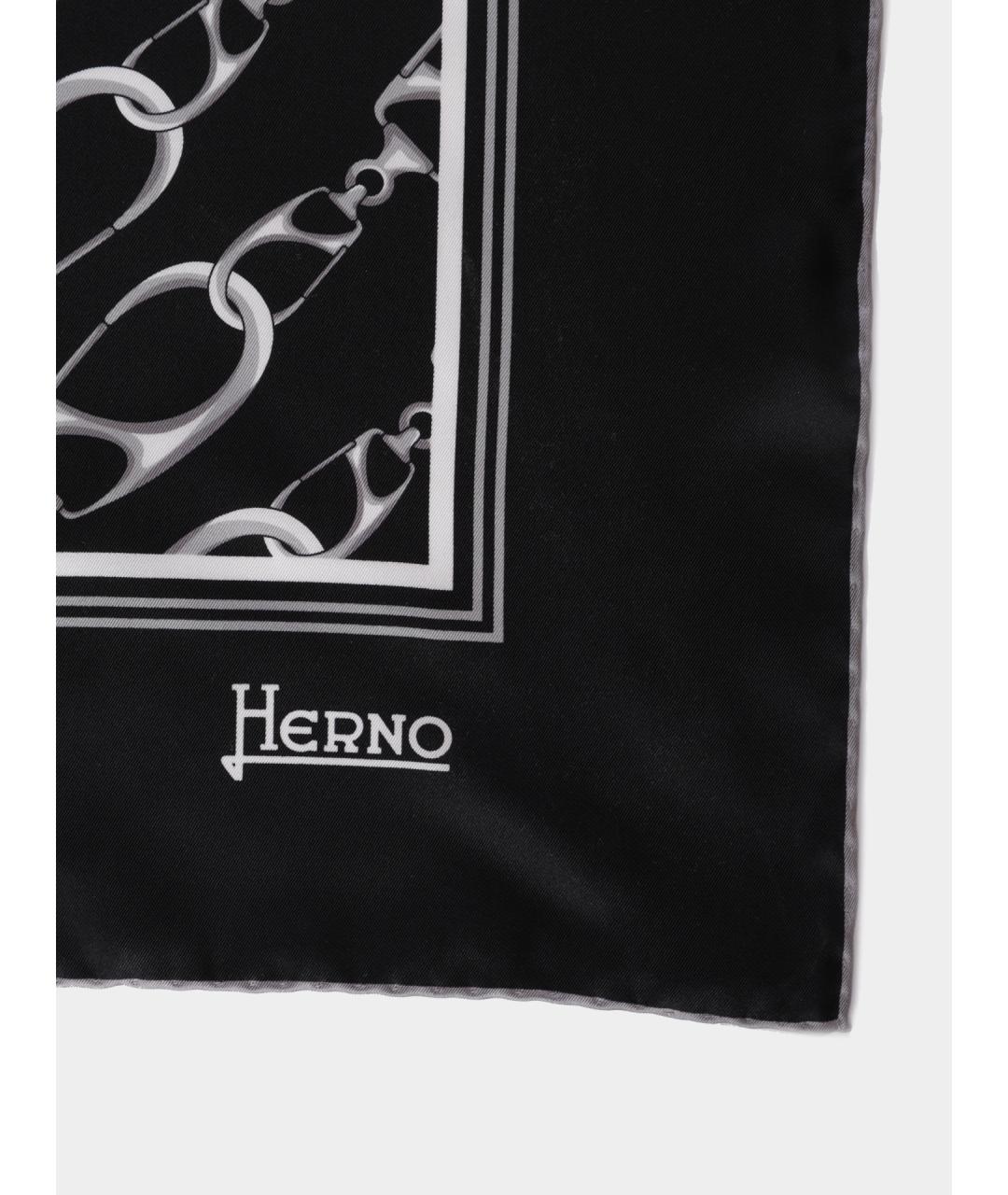 HERNO Черный шелковый шарф, фото 3