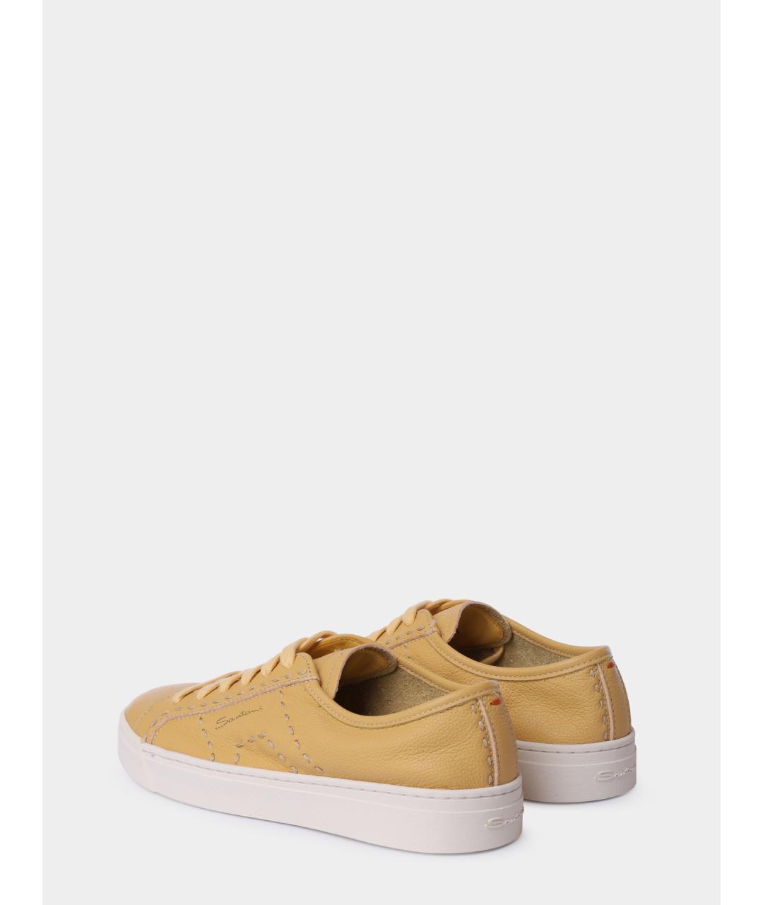 SANTONI Желтые кожаные кеды, фото 6