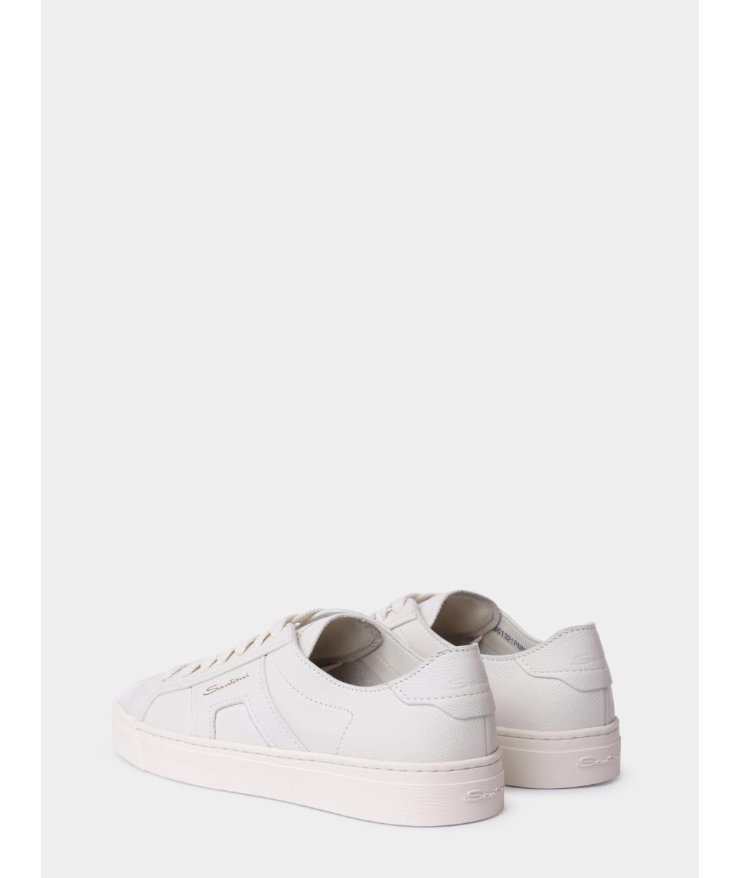 SANTONI Бежевые кожаные кеды, фото 6