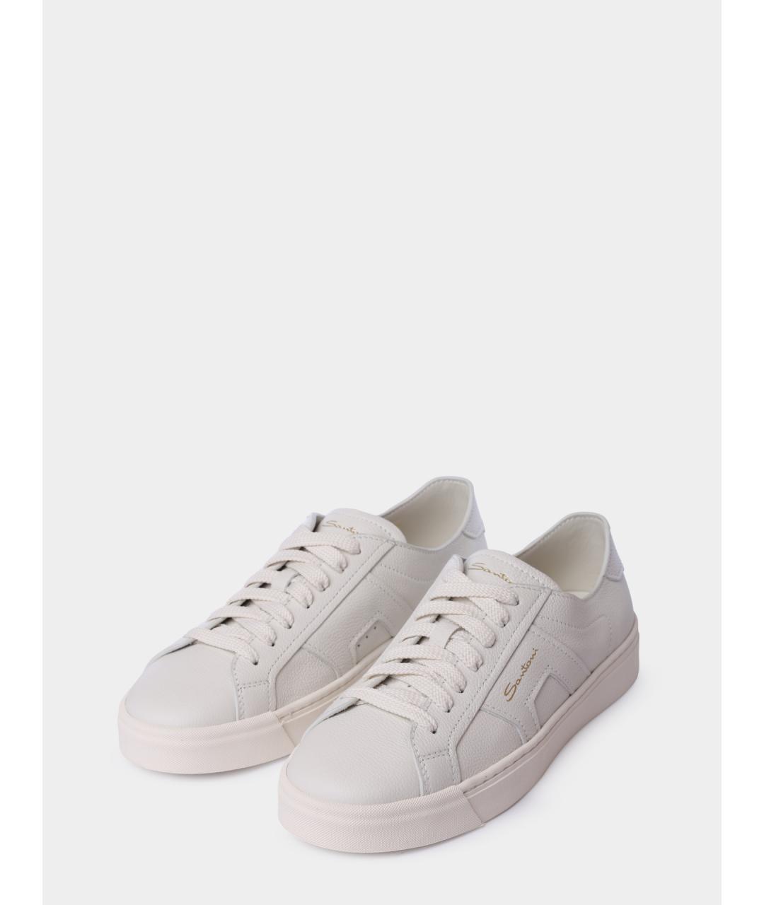 SANTONI Бежевые кожаные кеды, фото 2