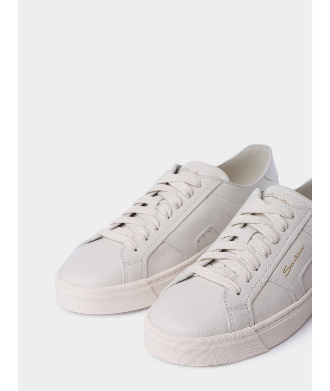 SANTONI Бежевые кожаные кеды, фото 3