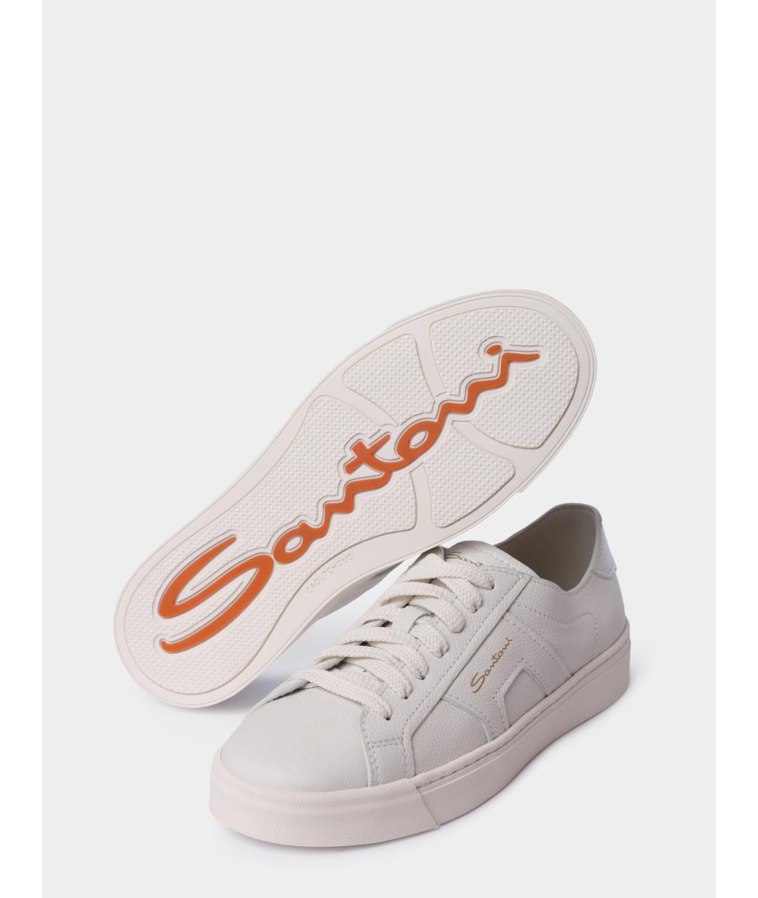 SANTONI Бежевые кожаные кеды, фото 5