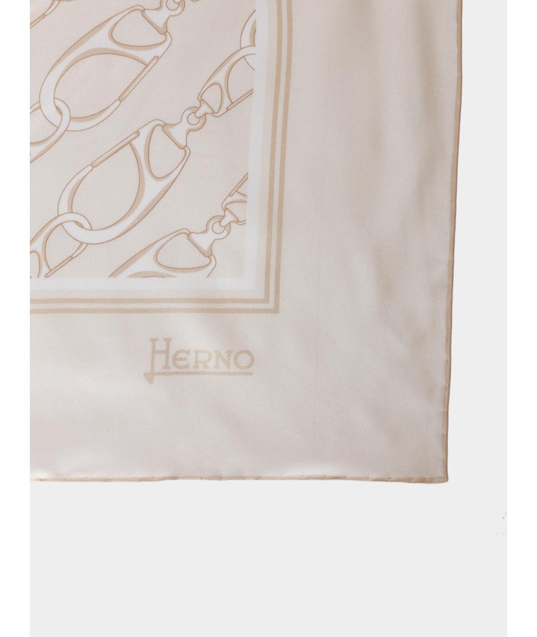 HERNO Бежевый шелковый шарф, фото 3