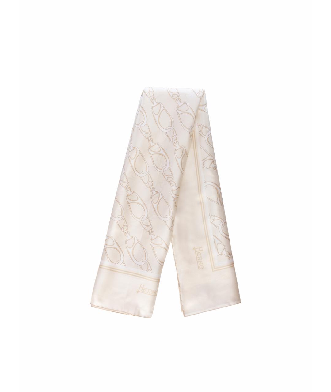 HERNO Бежевый шелковый шарф, фото 1