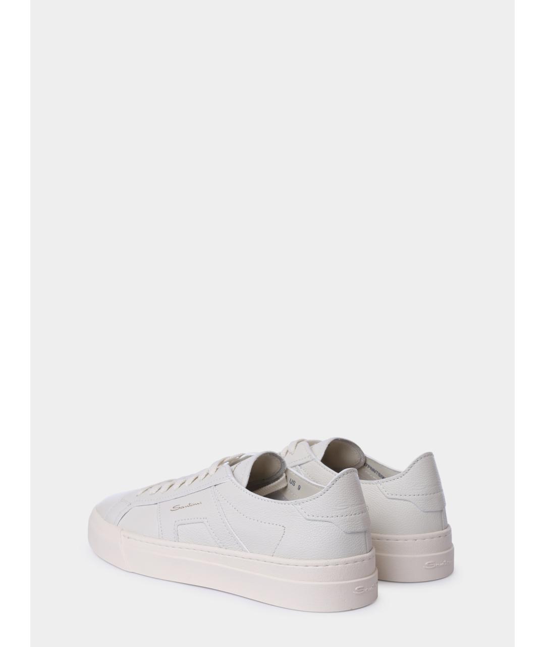 SANTONI Белые кожаные низкие кроссовки / кеды, фото 6