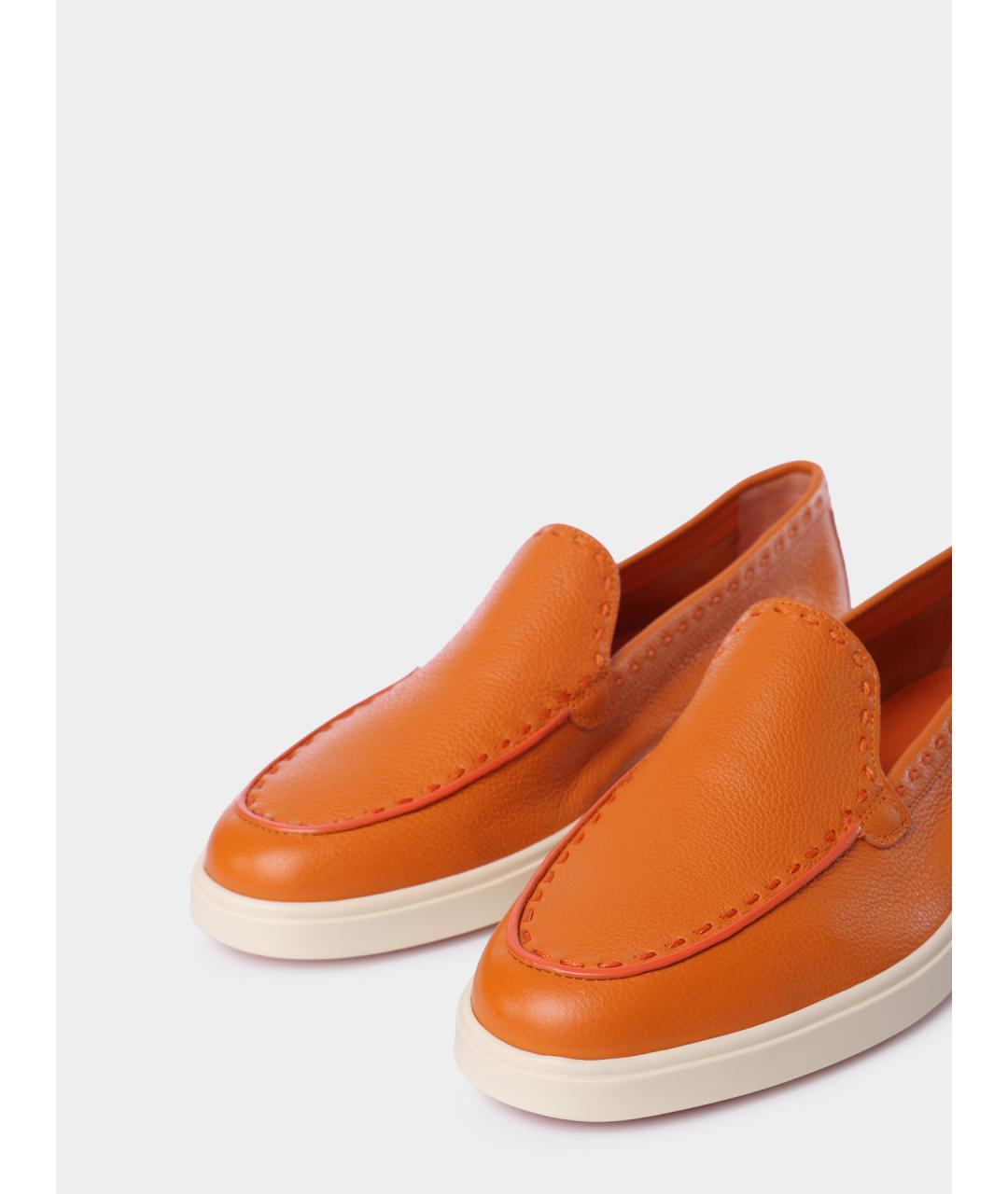 SANTONI Оранжевое кожаные лоферы, фото 3