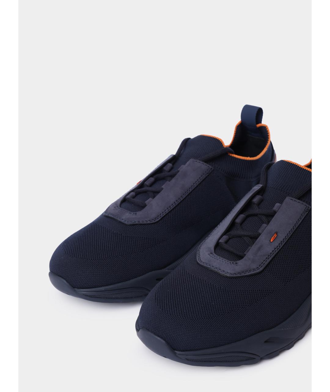 SANTONI Синие текстильные низкие кроссовки / кеды, фото 3