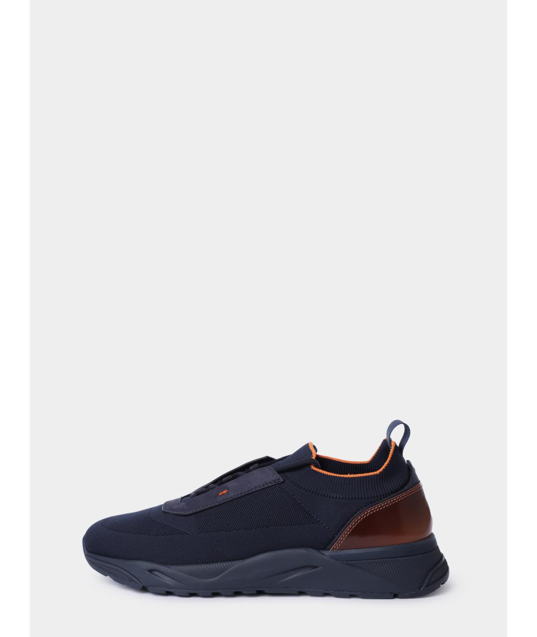 SANTONI Синие текстильные низкие кроссовки / кеды, фото 7