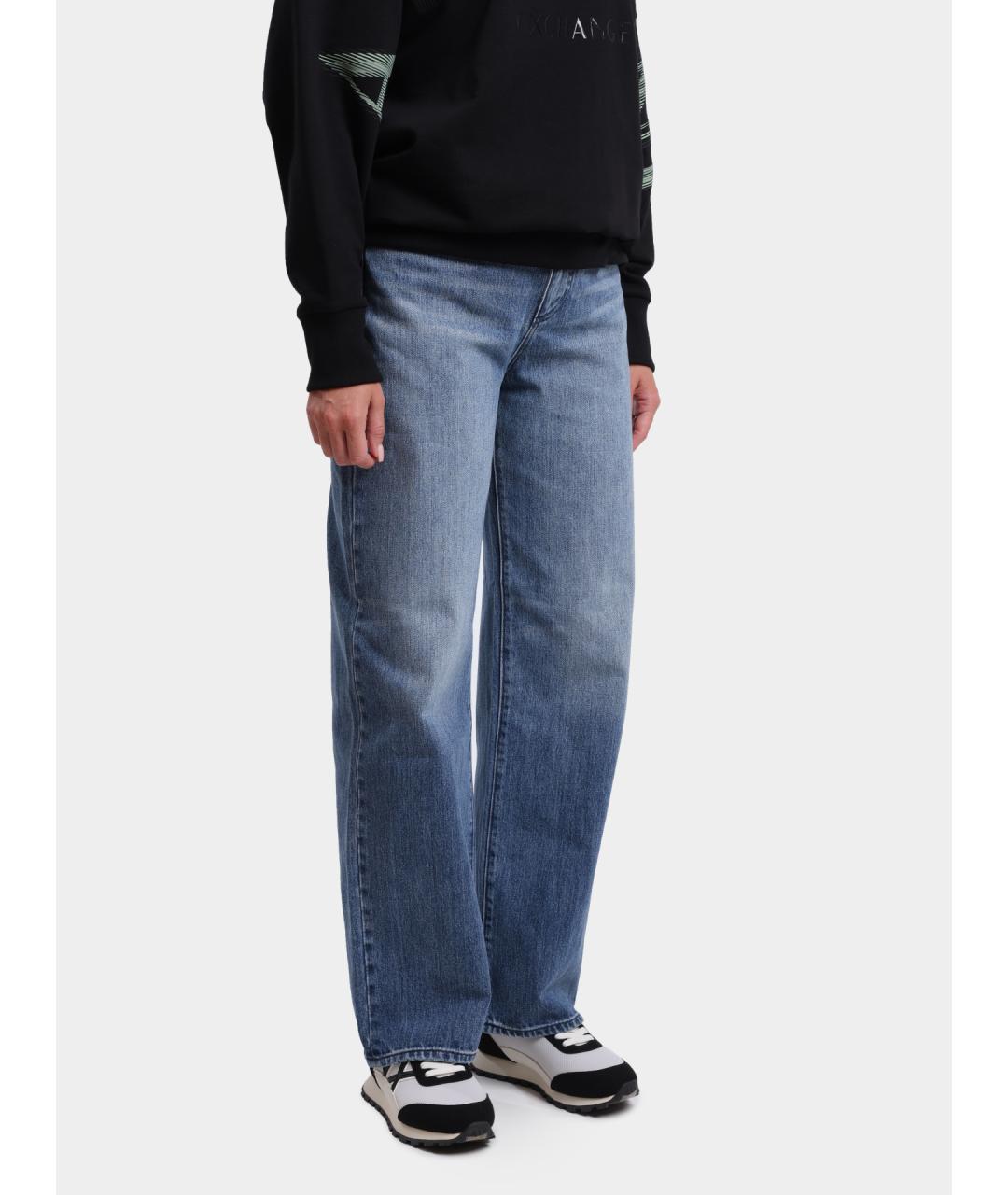 ARMANI EXCHANGE Голубые хлопковые прямые джинсы, фото 3
