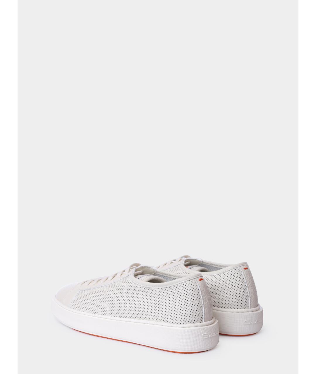 SANTONI Белые кожаные низкие кроссовки / кеды, фото 6