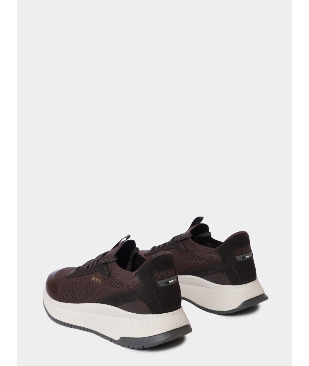 HUGO BOSS Коричневые текстильные низкие кроссовки / кеды, фото 5